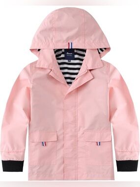 HiHeart Hooded Rain Jacket with Striped Lining. Size 4-5.